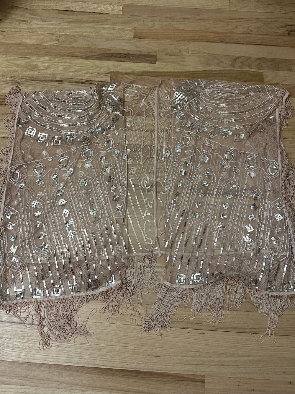 Gold Beaded Fringe Shawl